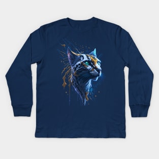 Wild Cat Splash Art Kids Long Sleeve T-Shirt